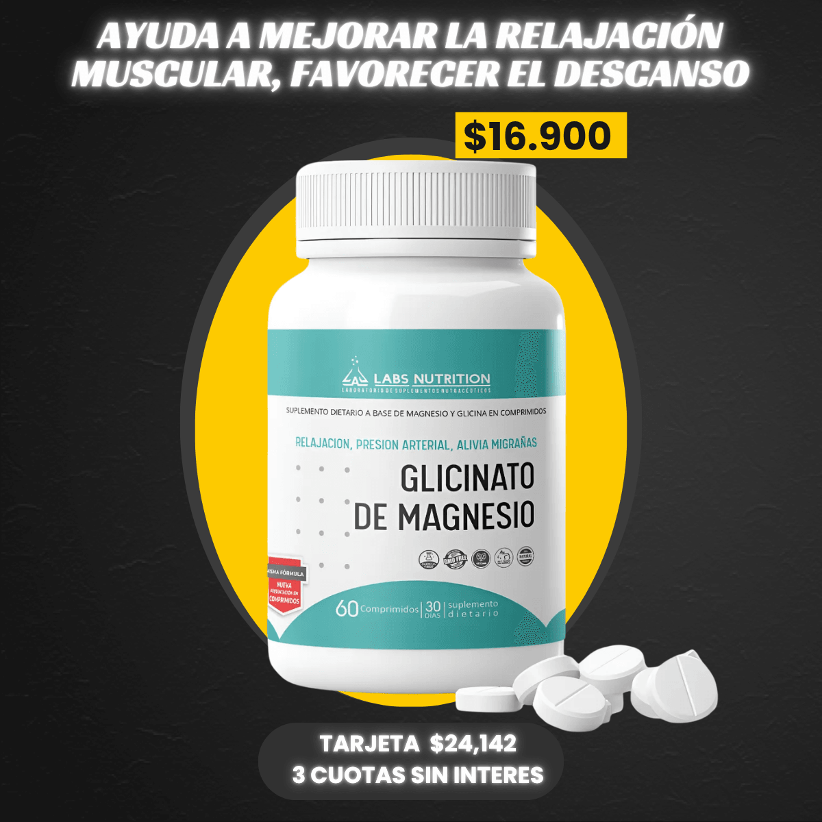 GLICINATO 60 CAPS LABS NUTRITION